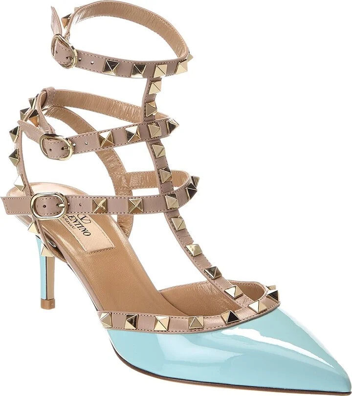 Valentino Rockstud Caged 65 Patent Ankle Strap Pump