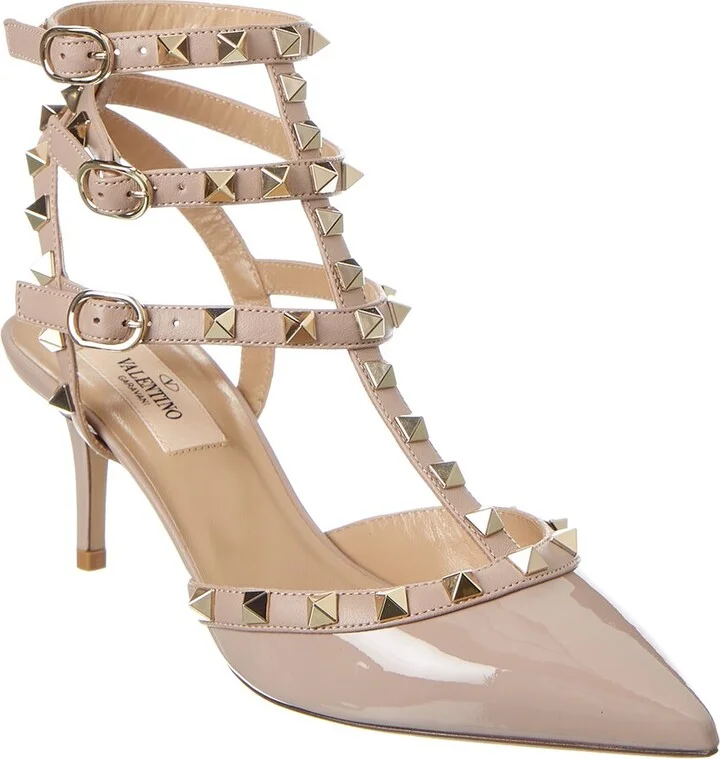 Valentino Rockstud Caged 65 Patent Ankle Strap Pump