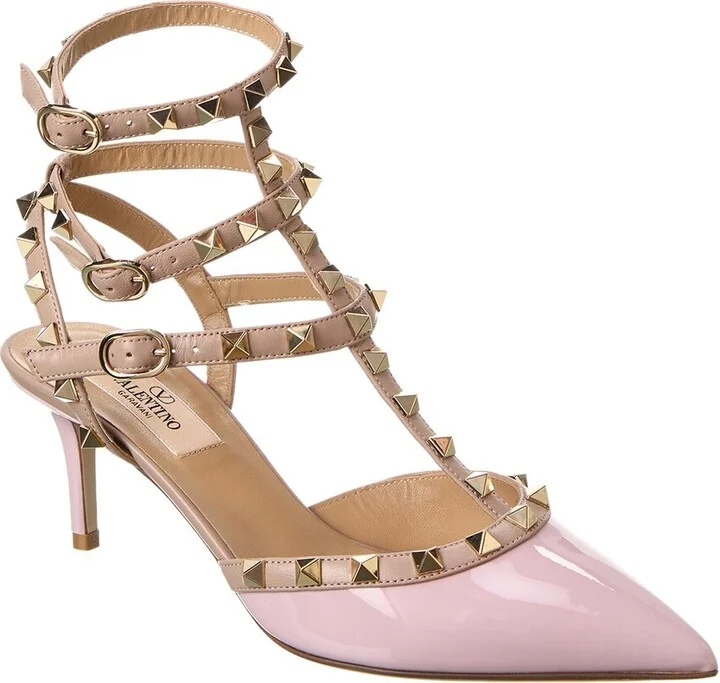 Valentino Rockstud Caged 65 Patent Ankle Strap Pump