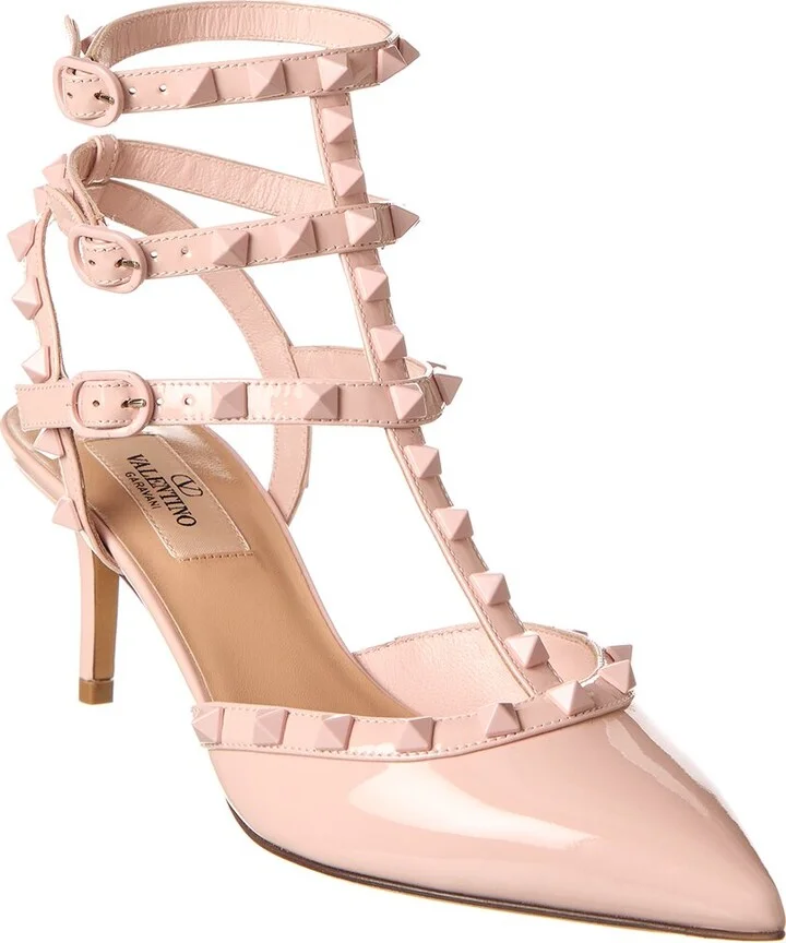Valentino Rockstud Caged 65 Patent Ankle Strap Pump