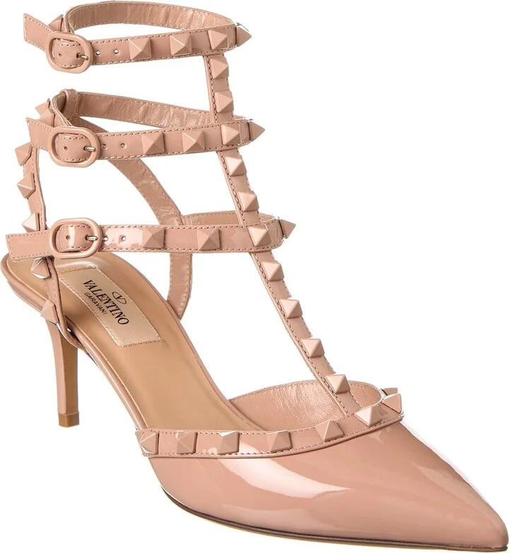 Valentino Rockstud Caged 65 Patent Ankle Strap Pump