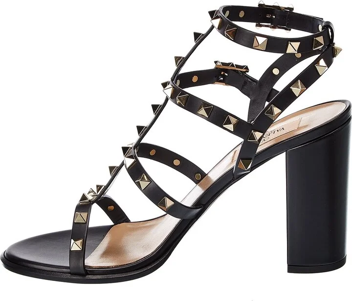 Valentino Rockstud Caged 90 Leather Ankle Strap Sandal - Image 2