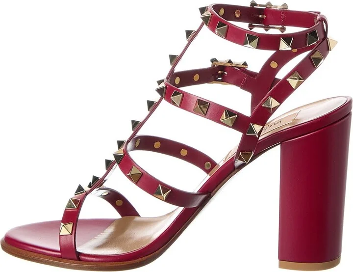 Valentino Rockstud Caged 90 Leather Ankle Strap Sandal - Image 2
