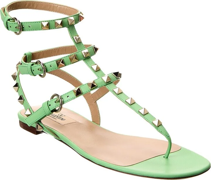 Valentino Rockstud Caged Leather Ankle Strap Sandal