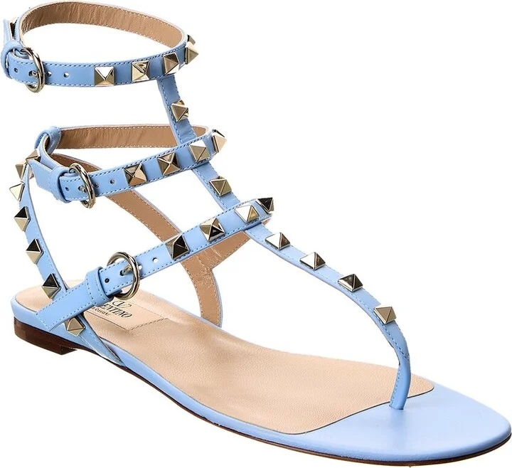 Valentino Rockstud Caged Leather Ankle Strap Sandal