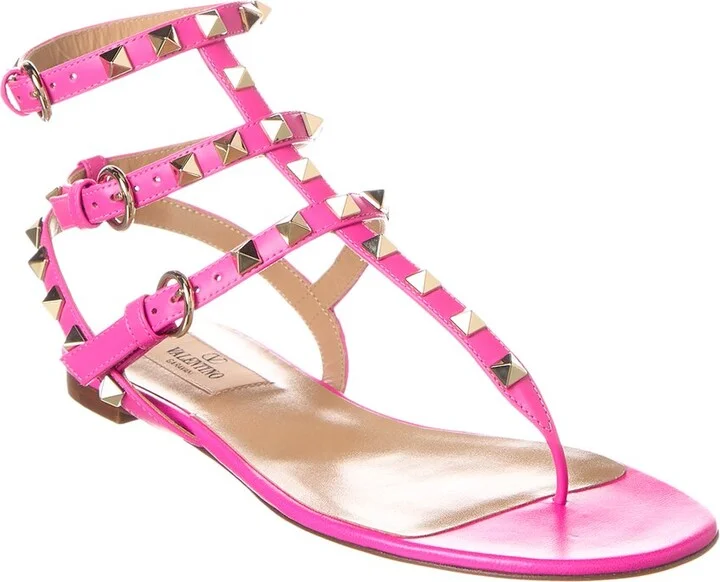 Valentino Rockstud Caged Leather Ankle Strap Sandal