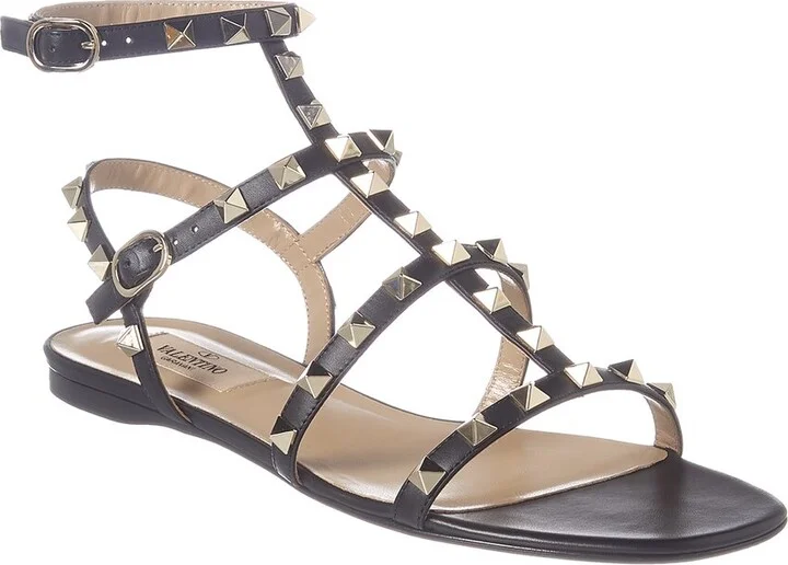 Valentino Rockstud Caged Leather Ankle Strap Sandal
