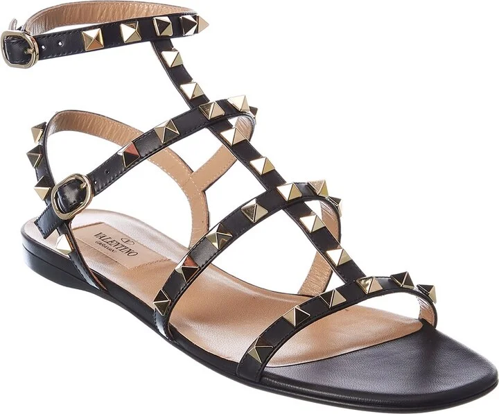 Valentino Rockstud Caged Leather Ankle Strap Sandal