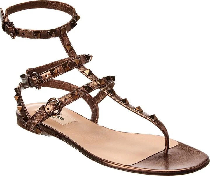Valentino Rockstud Caged Leather Ankle Strap Sandal