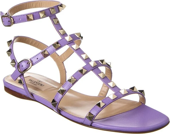 Valentino Rockstud Caged Leather Ankle Strap Sandal