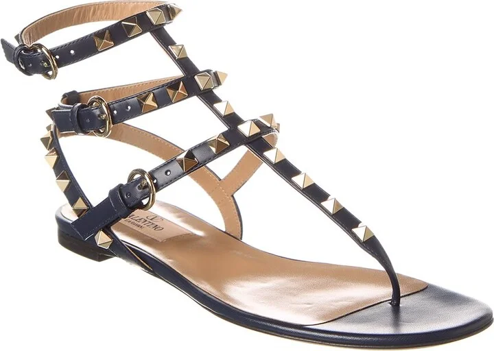 Valentino Rockstud Caged Leather Ankle Strap Sandal