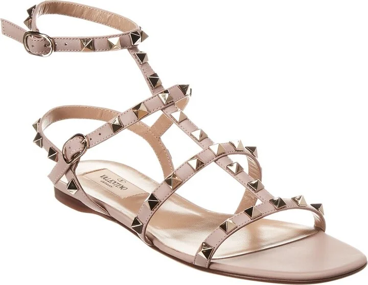 Valentino Rockstud Caged Leather Ankle Strap Sandal