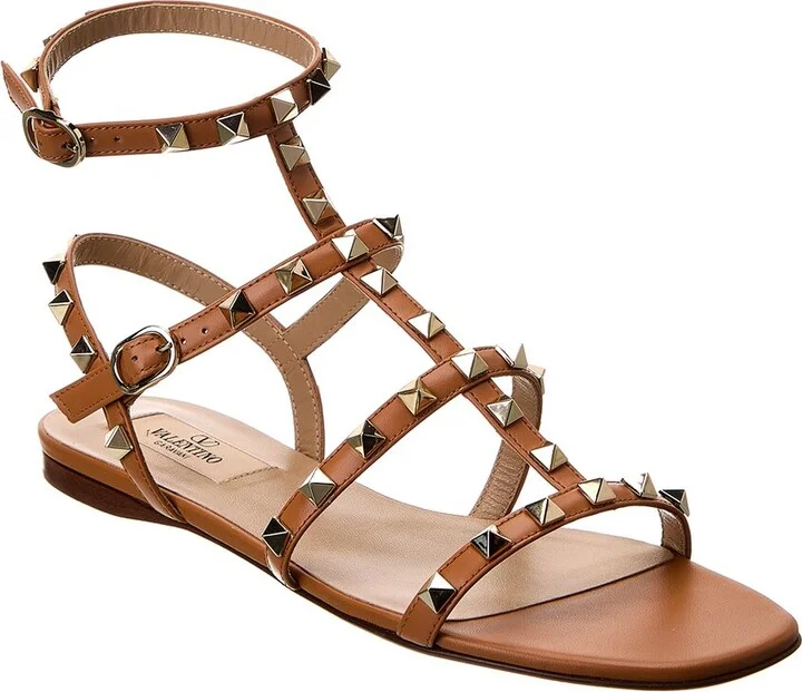 Valentino Rockstud Caged Leather Ankle Strap Sandal