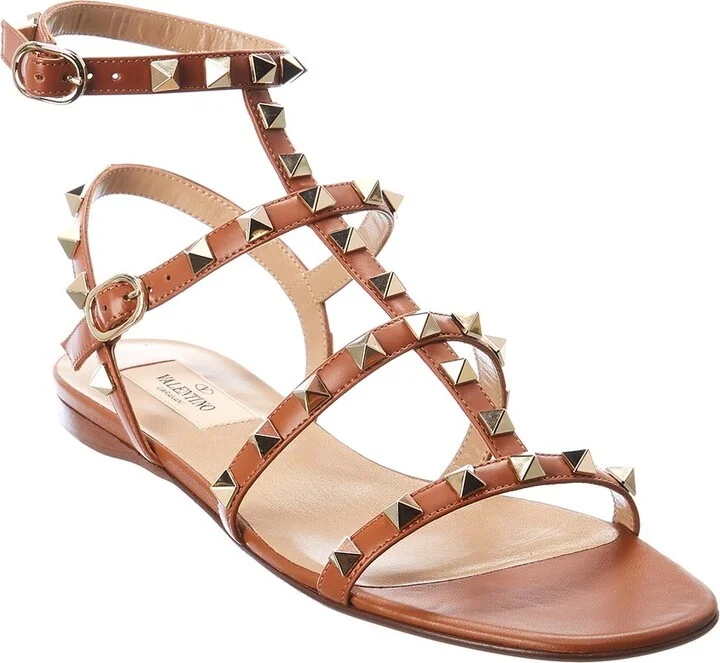 Valentino Rockstud Caged Leather Ankle Strap Sandal
