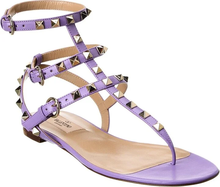 Valentino Rockstud Caged Leather Ankle Strap Sandal