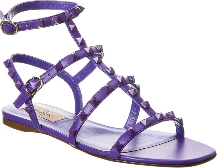 Valentino Rockstud Caged Leather Ankle Strap Sandal