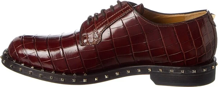 Valentino Rockstud Croc-Embossed Leather Oxford - Image 2