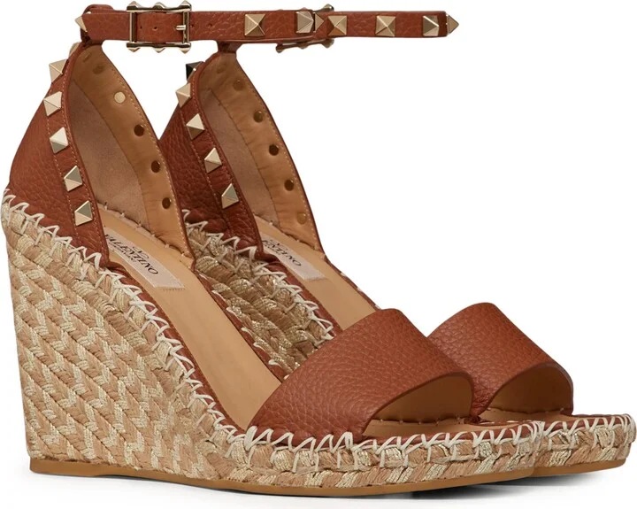 Valentino Rockstud Espadrille Wedge Sandal