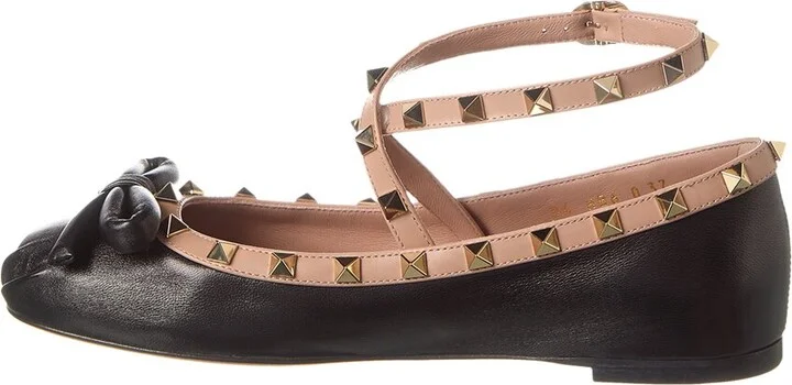 Valentino Rockstud Leather Ankle Strap Ballerina Flat - Image 2