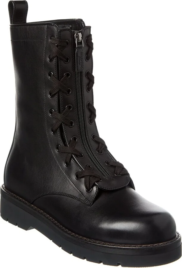 Valentino Rockstud Leather Combat Boot