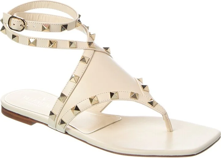 Valentino Rockstud Leather Thong Sandal