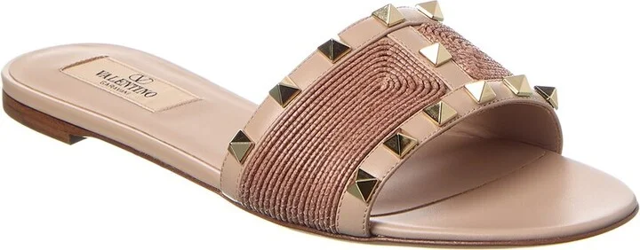 Valentino Rockstud Leather-Trim Sandal