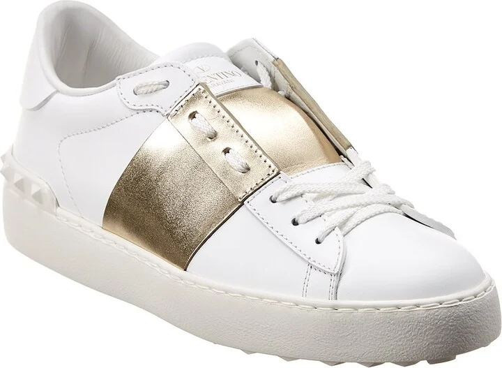 Valentino Rockstud Open Leather Sneaker