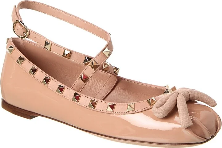 Valentino Rockstud Patent Ballerina Flat