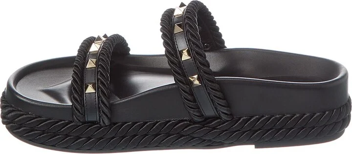 Valentino Rockstud Rope & Leather Espadrille - Image 2
