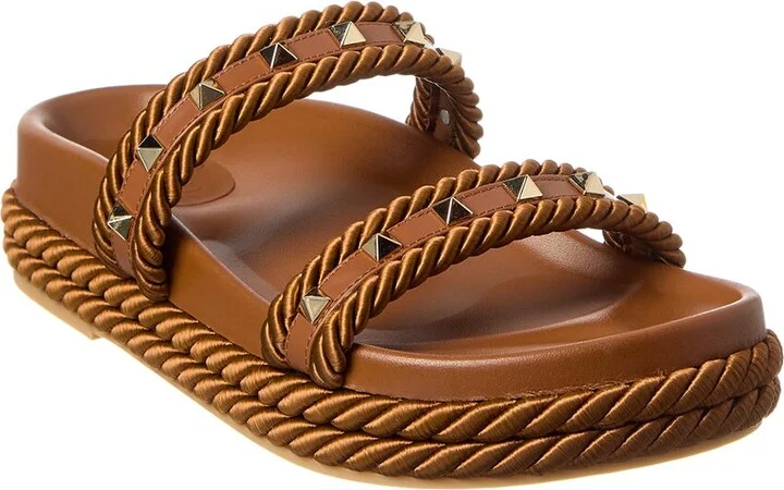 Valentino Rockstud Rope & Leather Espadrille