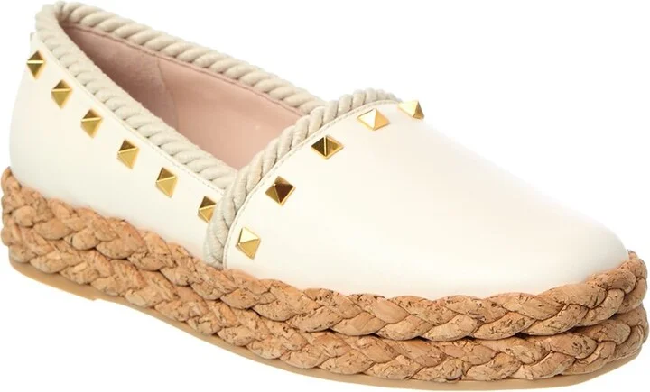 Valentino Rockstud Rope & Leather Espadrille