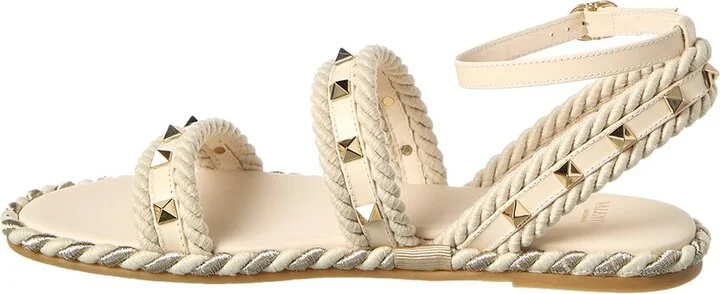 Valentino Rockstud Rope & Leather Sandal - Image 2