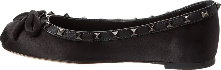 Valentino Rockstud Satin & Leather Ballerina Flat - Image 2