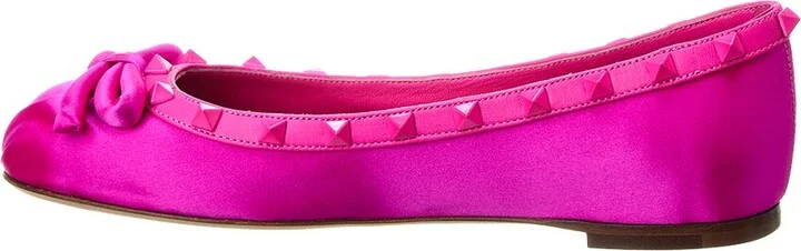 Valentino Rockstud Satin & Leather Ballerina Flat - Image 2