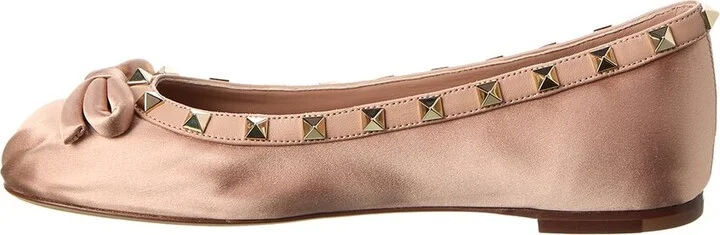 Valentino Rockstud Satin & Leather Ballerina Flat - Image 2