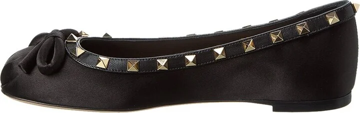 Valentino Rockstud Satin & Leather Ballerina Flat - Image 2