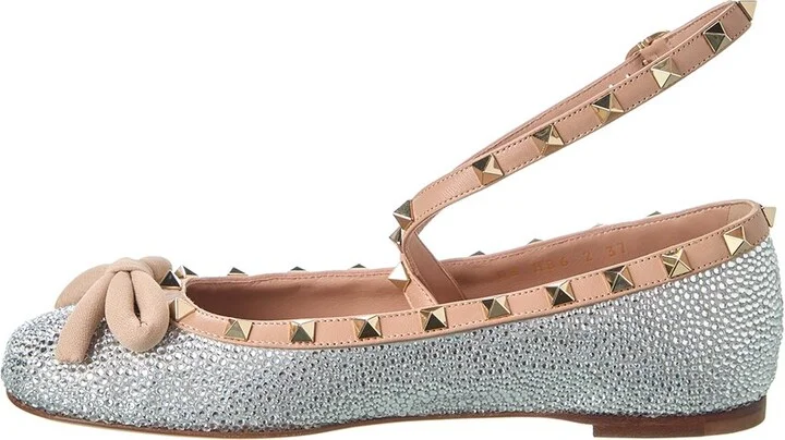 Valentino Rockstud Satin & Leather Flat - Image 2