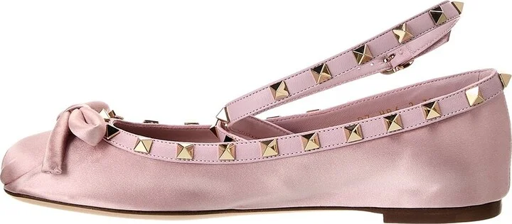 Valentino Rockstud Satin & Leather Flat - Image 2