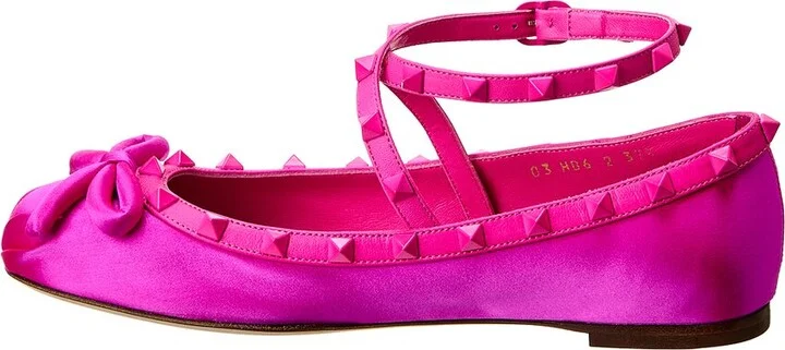 Valentino Rockstud Satin & Leather Flat - Image 2