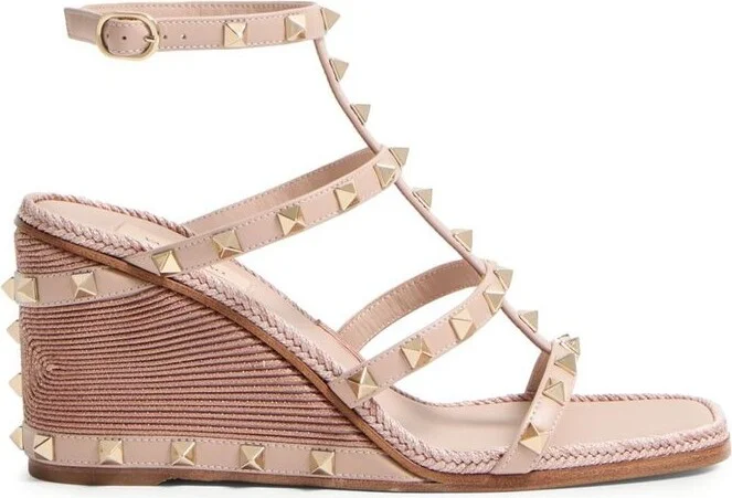 Valentino Rockstud Wedge Sandals