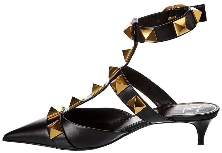 Valentino Roman Stud 40 Leather Ankle Strap Pump - Image 2
