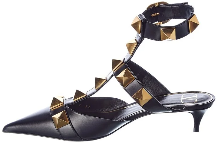 Valentino Roman Stud 40 Leather Ankle Strap Pump - Image 2