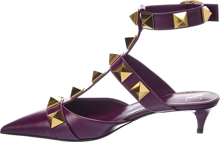 Valentino Roman Stud 40 Leather Ankle Strap Pump - Image 2