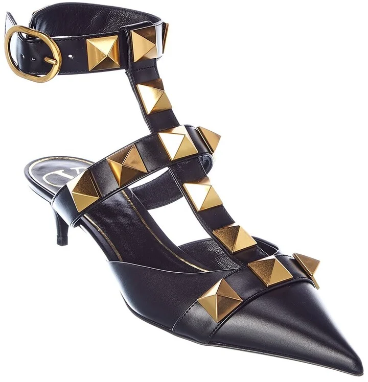 Valentino Roman Stud 40 Leather Ankle Strap Pump