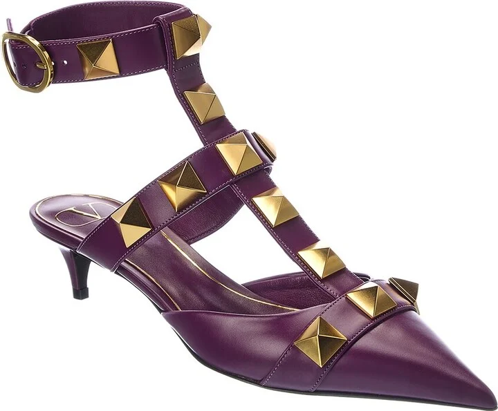 Valentino Roman Stud 40 Leather Ankle Strap Pump