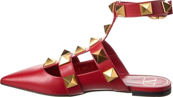 Valentino Roman Stud Leather Ankle Strap Flat - Image 2
