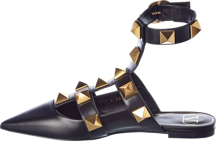 Valentino Roman Stud Leather Ankle Strap Flat - Image 2