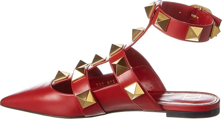 Valentino Roman Stud Leather Ankle Strap Flat - Image 2
