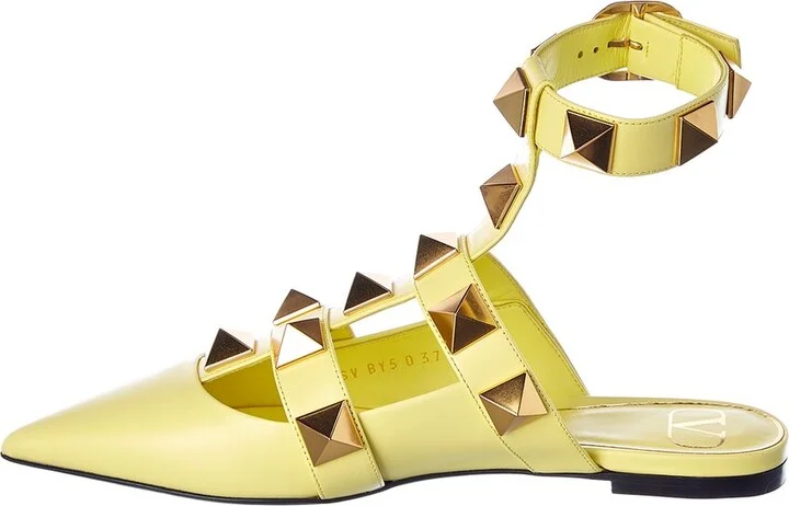Valentino Roman Stud Leather Ankle Strap Flat - Image 2