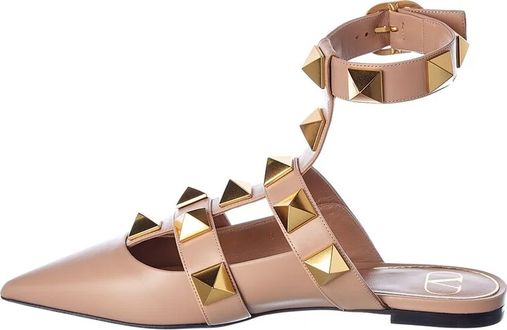 Valentino Roman Stud Leather Ankle Strap Flat - Image 2